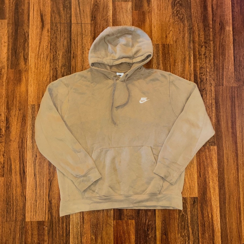 Nike Sportswear Club Fleece Hoodie Khaki Tan Mens Large BV2654-247 Pullover